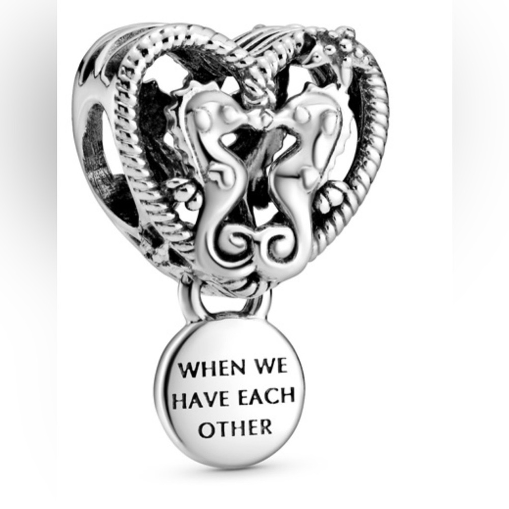 Seahorses heart charm dangle fits pandora